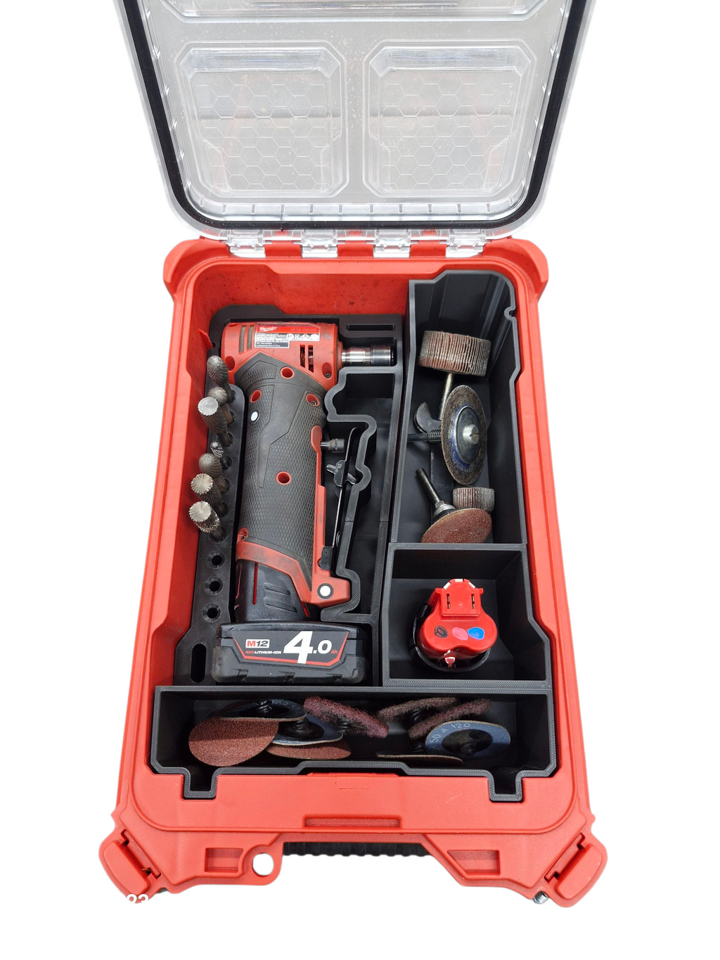 Milwaukee packout M12 FUEL Right angle die grinder insert Organizer