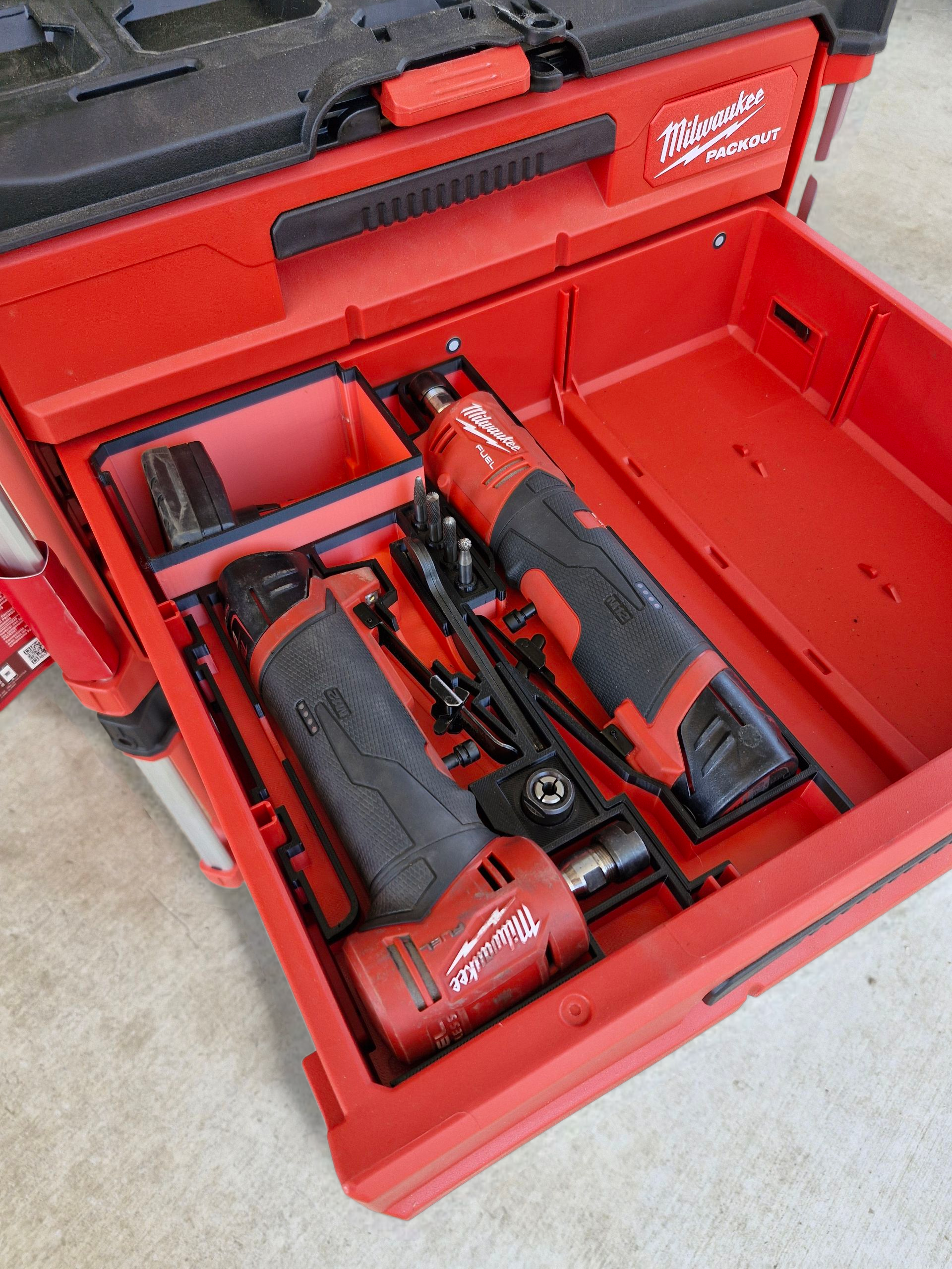 Milwaukee M12 FUEL Die Grinder set Insert for 3 Draw Packout - Organizer