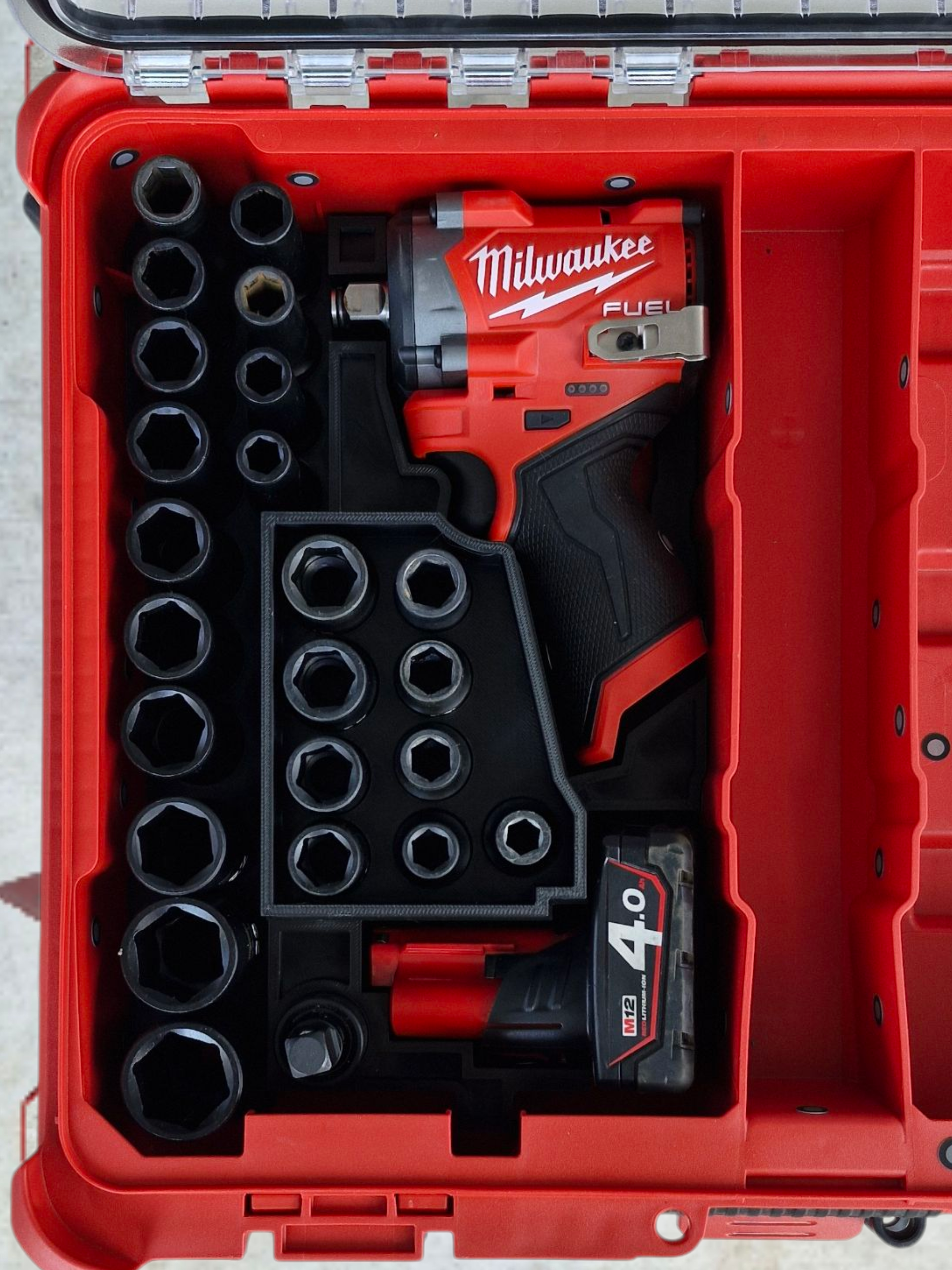 Milwaukee M12 1/2" Stubby impact Insert - Organizer for packout 8430