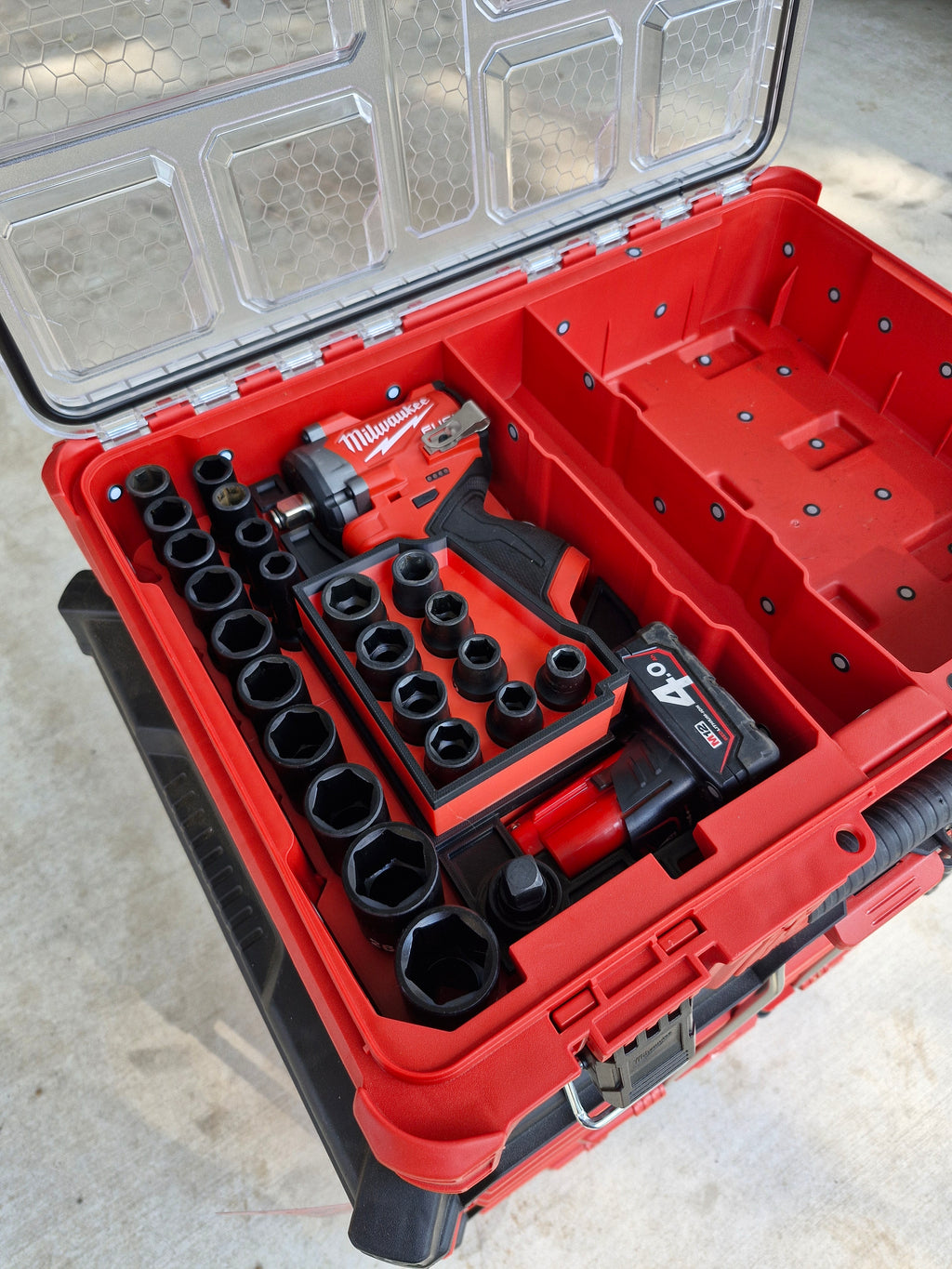 Milwaukee M12 1/2" Stubby impact Insert - Organizer for packout 8430