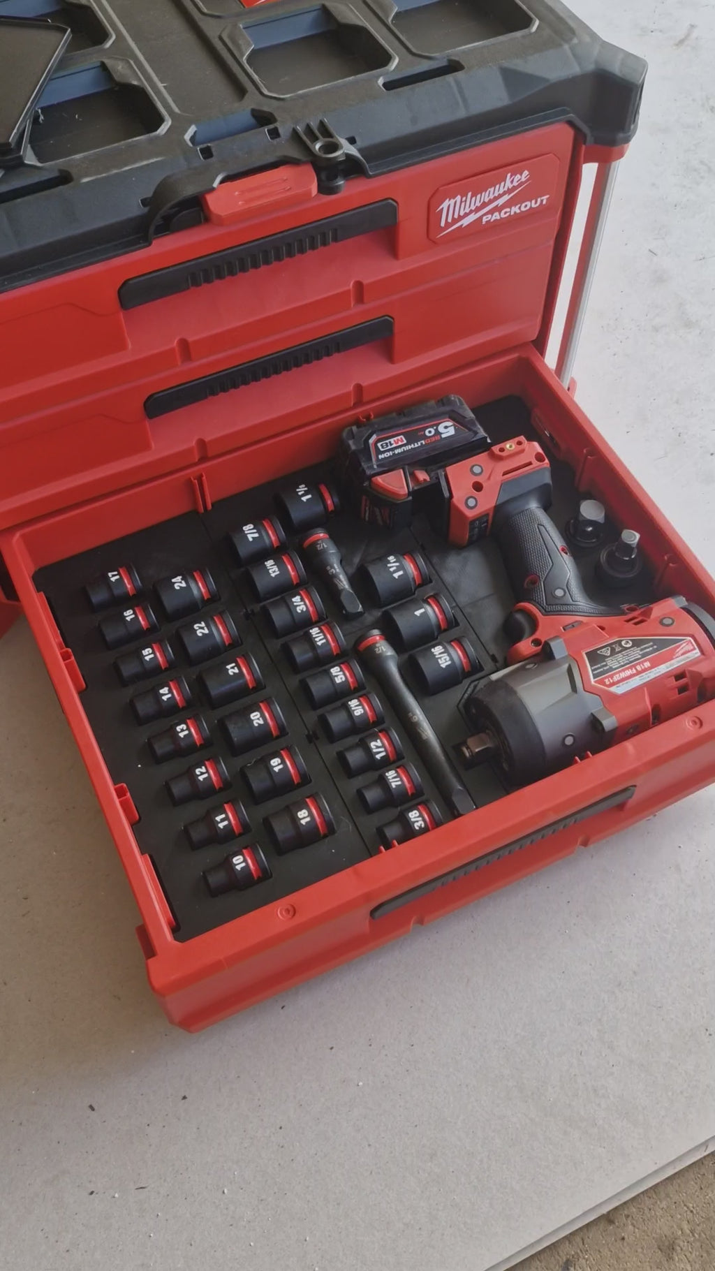 M18 Fuel High torque Impact INSERT for 3 Draw Milwaukee Packout Organizer