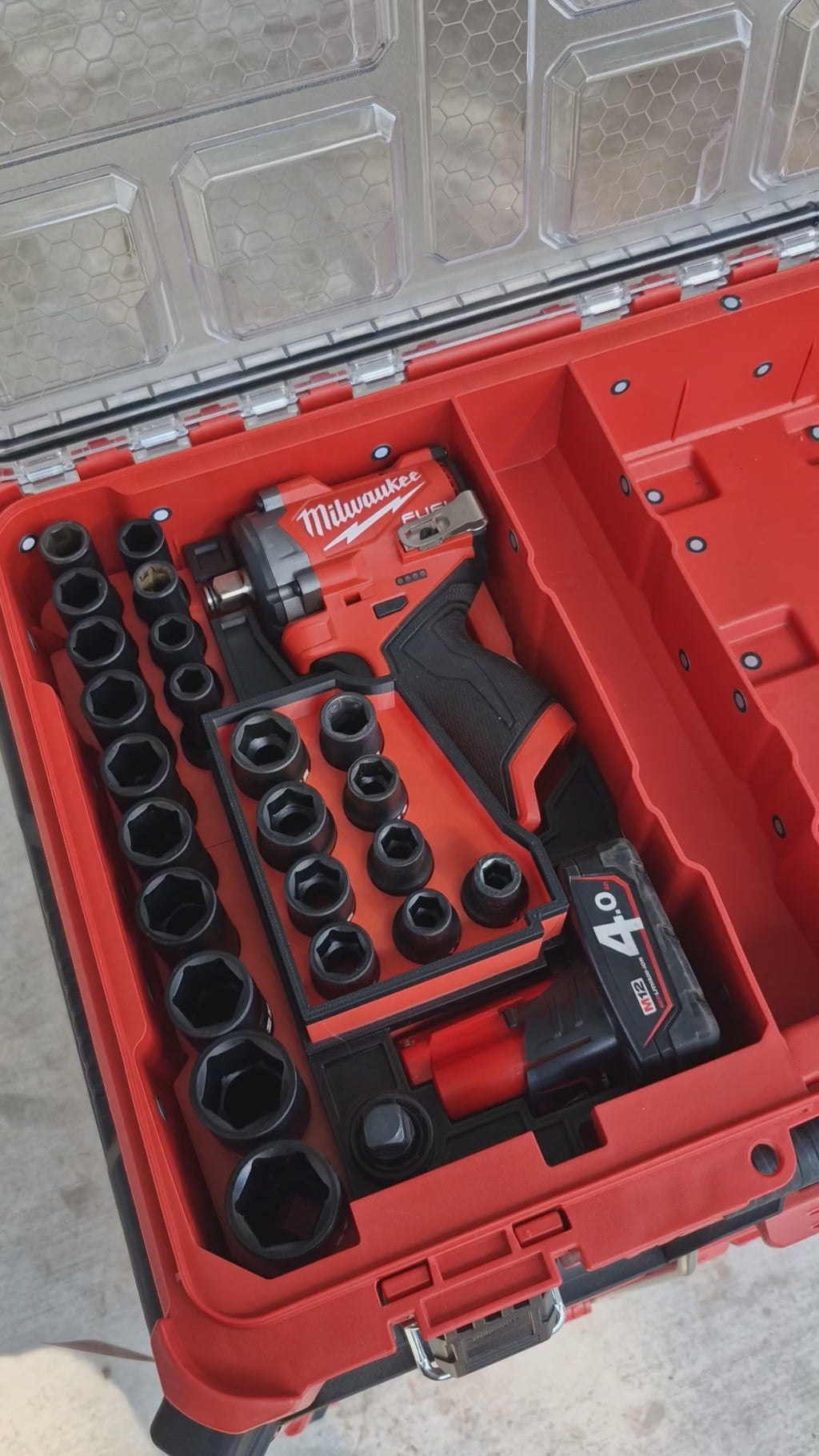 Milwaukee M12 1/2" Stubby impact Insert - Organizer for packout 8430